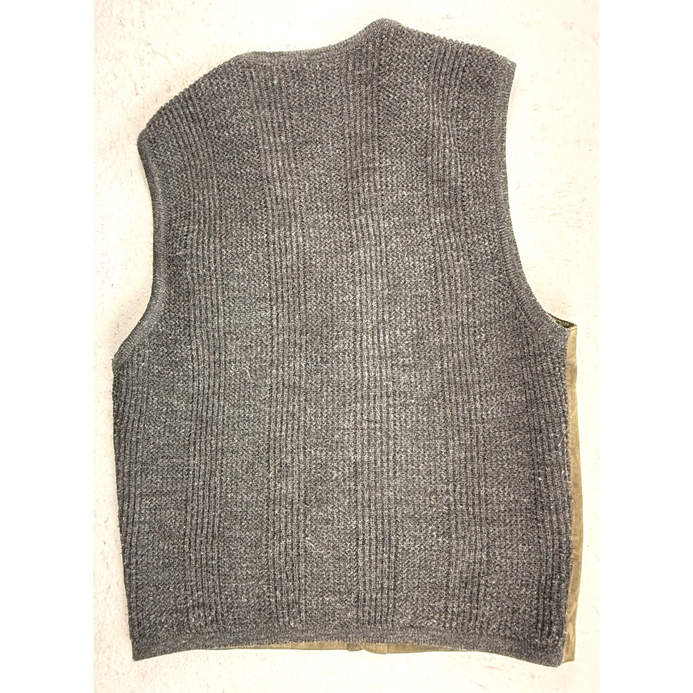 Gant sweater suede vest mens large gray olive Collegiate Professorial Preppy - Picture 2 of 4